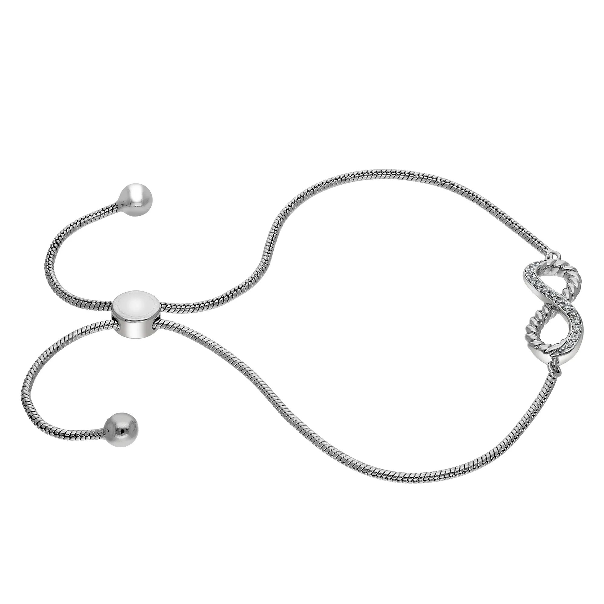 0.10 Lab-Created Diamond Infinity Bolo Bracelet in Sterling Silver