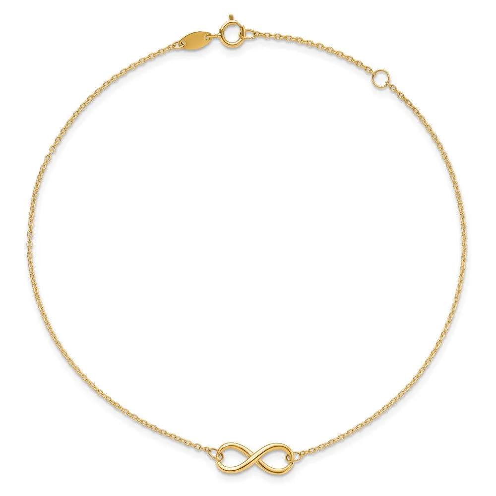10K Polished Infinity with 1in ext. Anklet