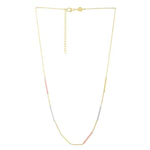 10K Tri-color Bar Station Necklace