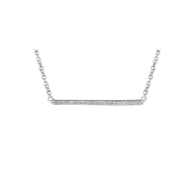 10K (White, Yellow) Gold Bar (0.10ct) Diamond Necklace