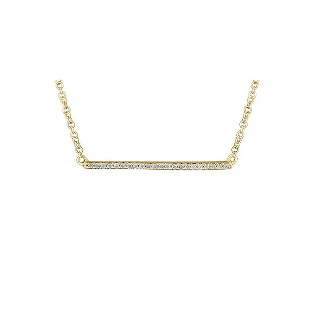 10K (White, Yellow) Gold Bar (0.10ct) Diamond Necklace