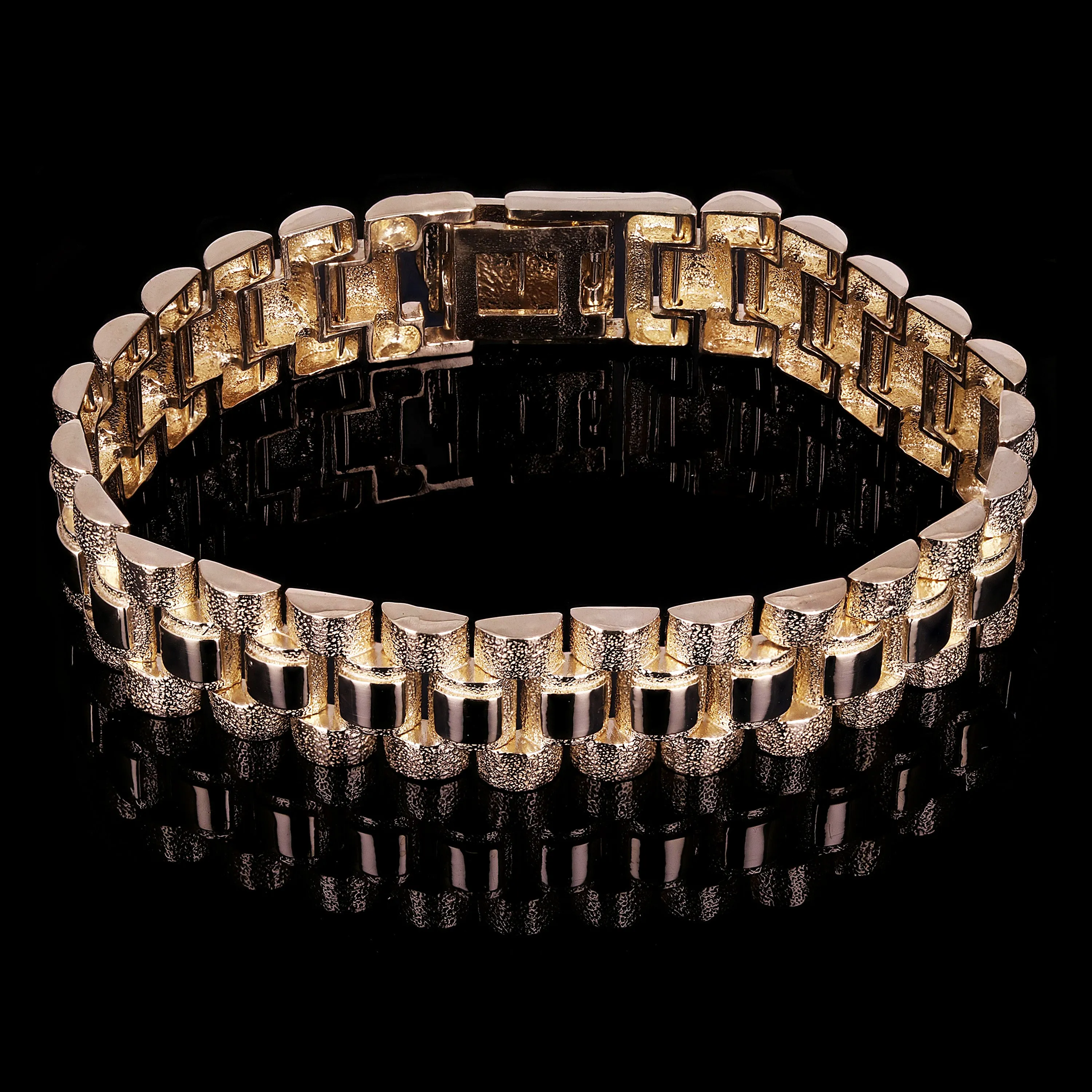 10k Yellow Gold Watch Link Chain Bracelet Adjustable 8.5-9" 14.8mm 38.1 grams