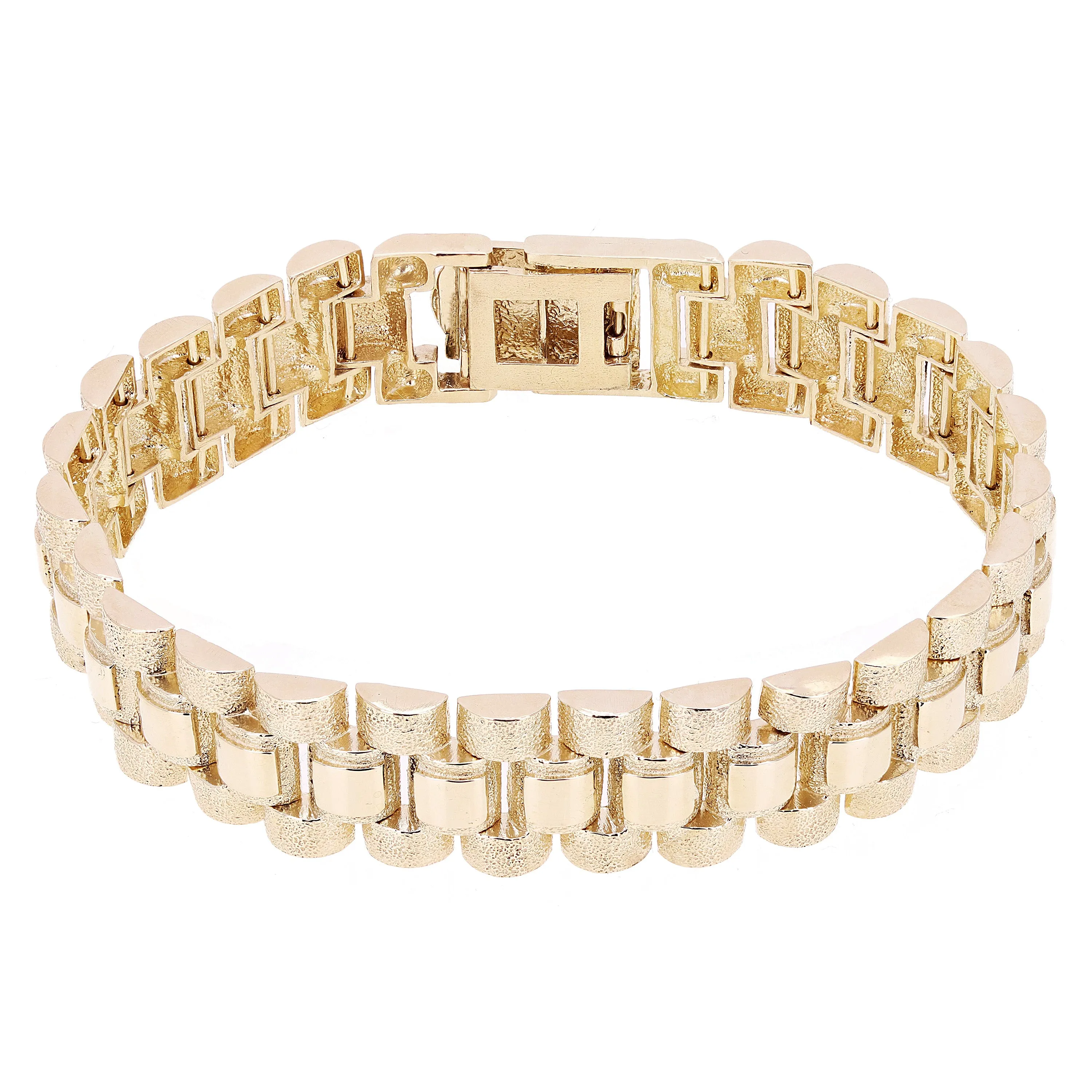 10k Yellow Gold Watch Link Chain Bracelet Adjustable 8.5-9" 14.8mm 38.1 grams