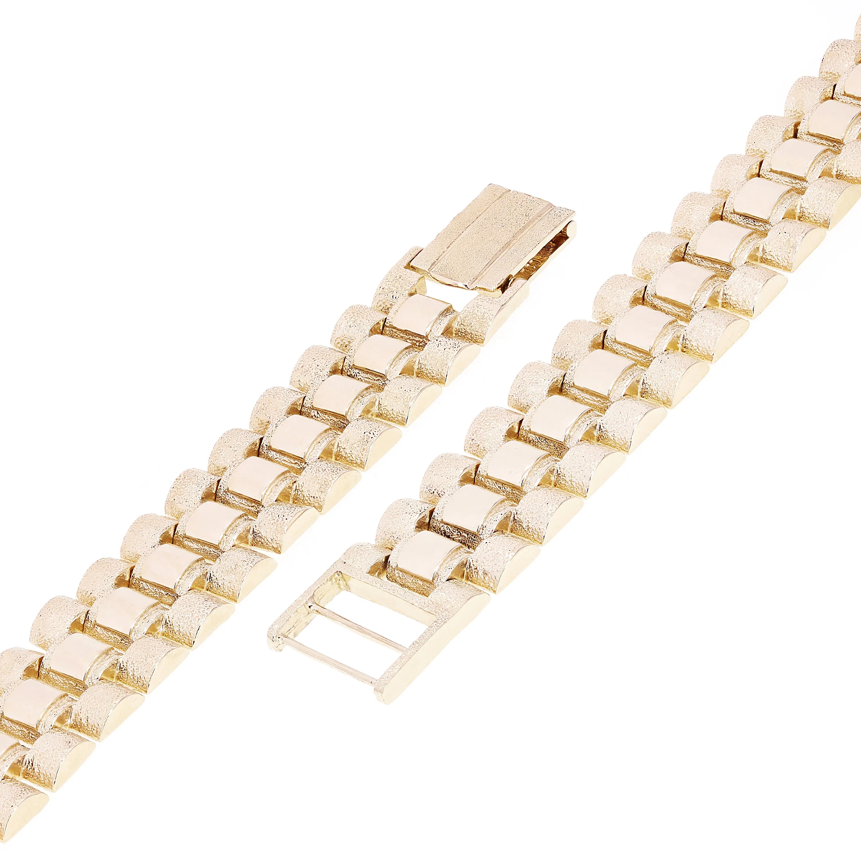 10k Yellow Gold Watch Link Chain Bracelet Adjustable 8.5-9" 14.8mm 38.1 grams
