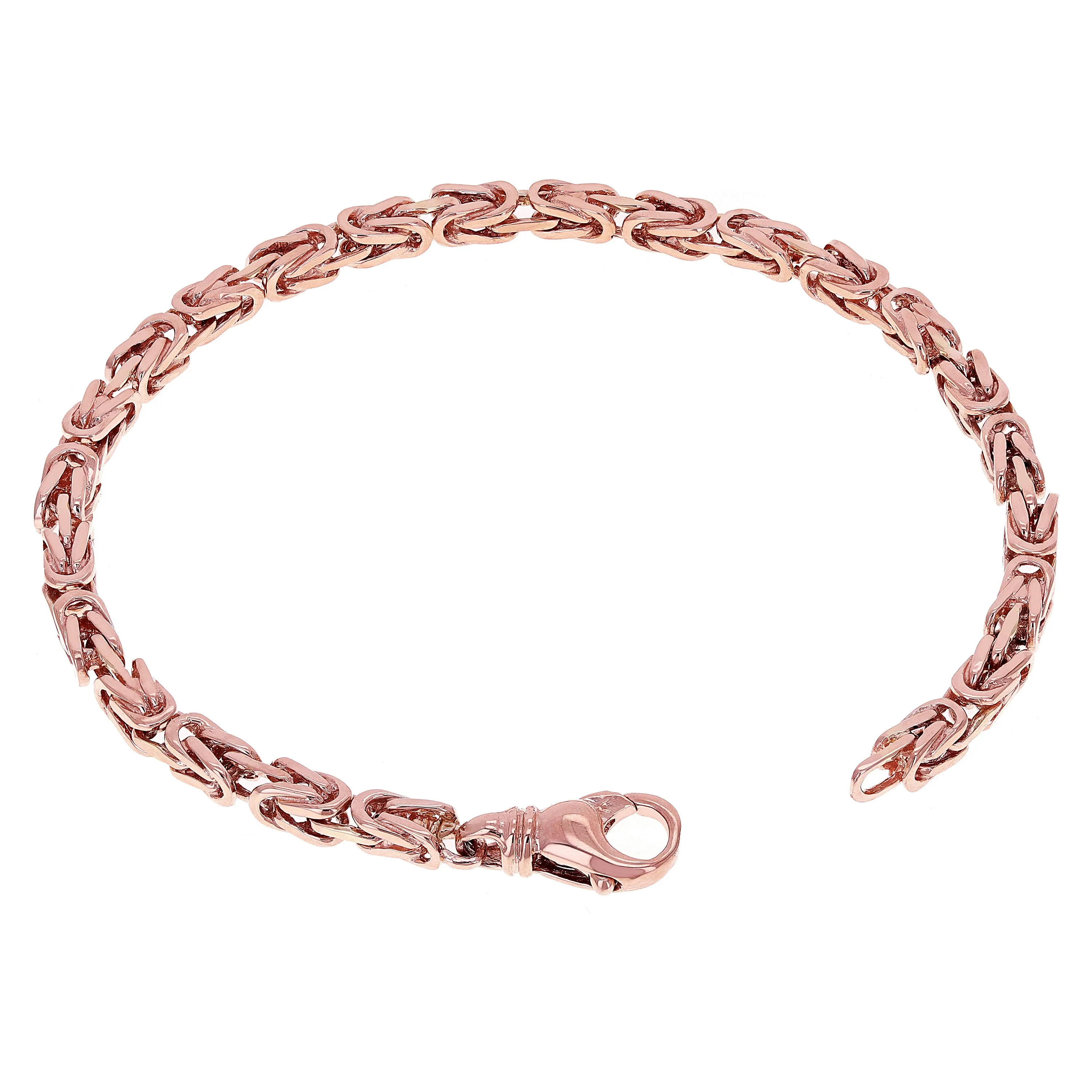 10k Yellow White or Rose Gold Solid Square Byzantine Bracelet  7" - 9" 4.7mm