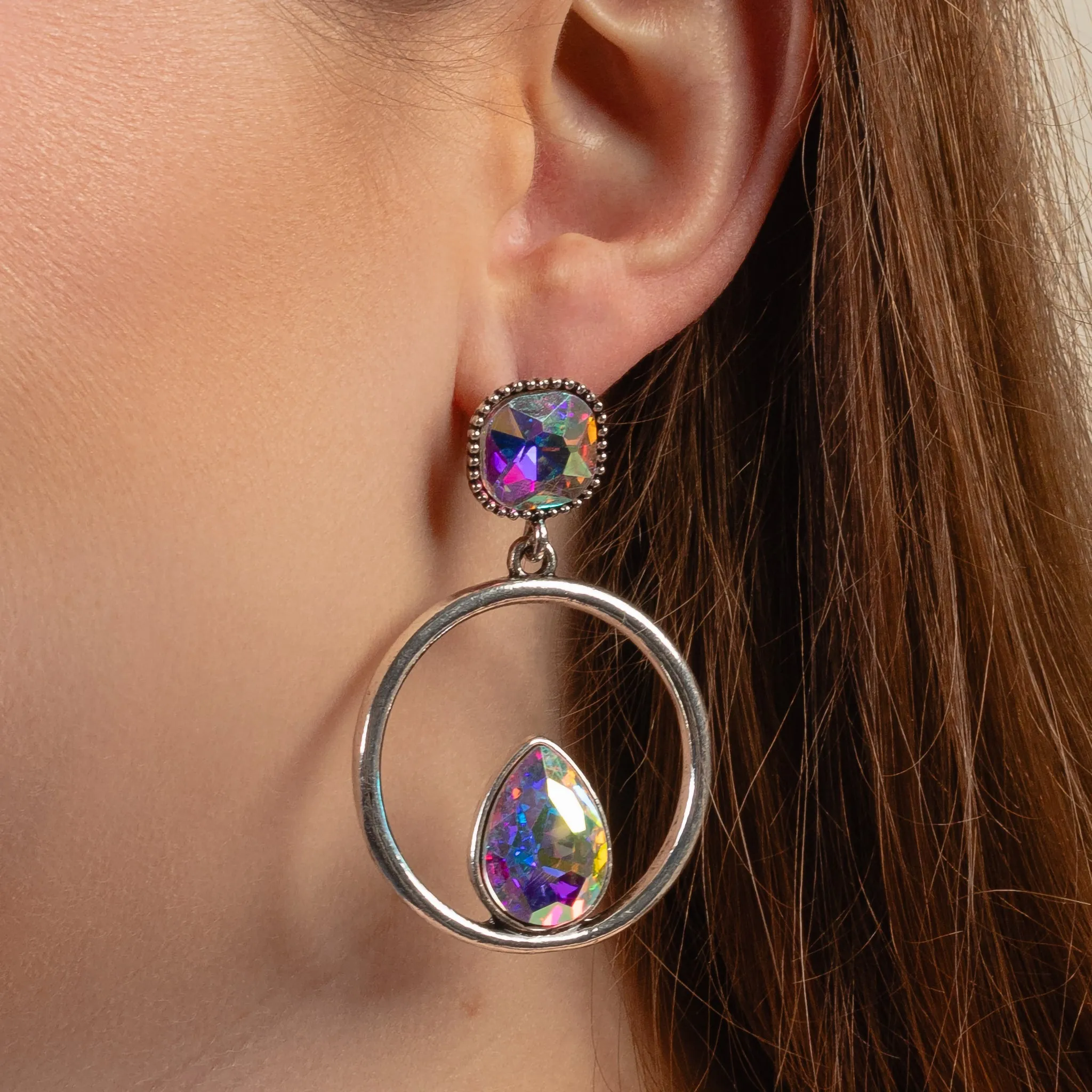 1387 - Crystal Hoop Earrings - AB
