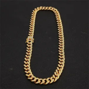 13mm Miami Cuban Link Chain Gold Silver Necklace Bracelet Iced