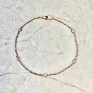 14 Karat Rose Gold 0.20 Carat Diamond By The Yard Bracelet