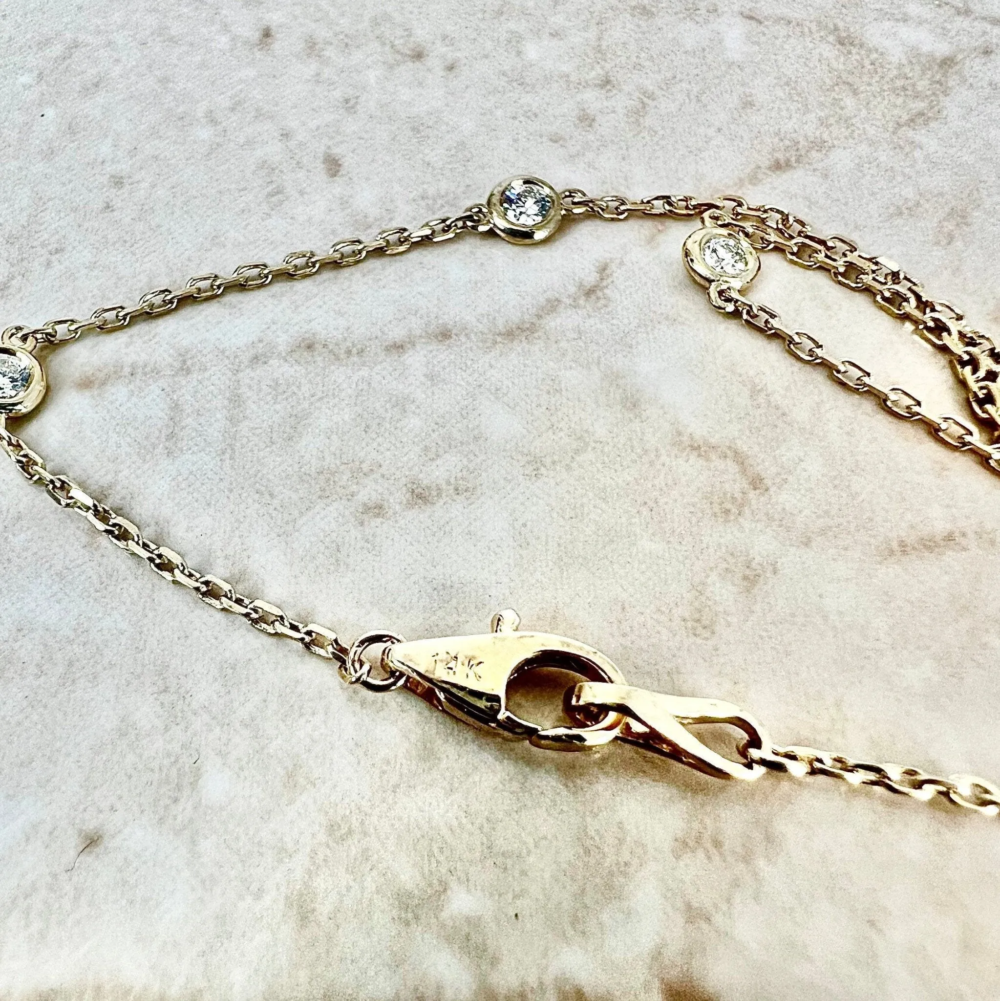 14 Karat Yellow Gold 0.25 Carat Diamond By The Yard Bracelet