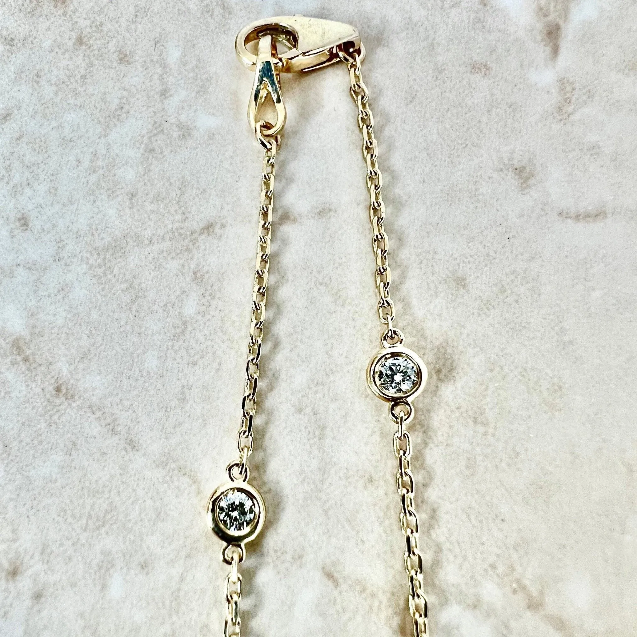 14 Karat Yellow Gold 0.25 Carat Diamond By The Yard Bracelet