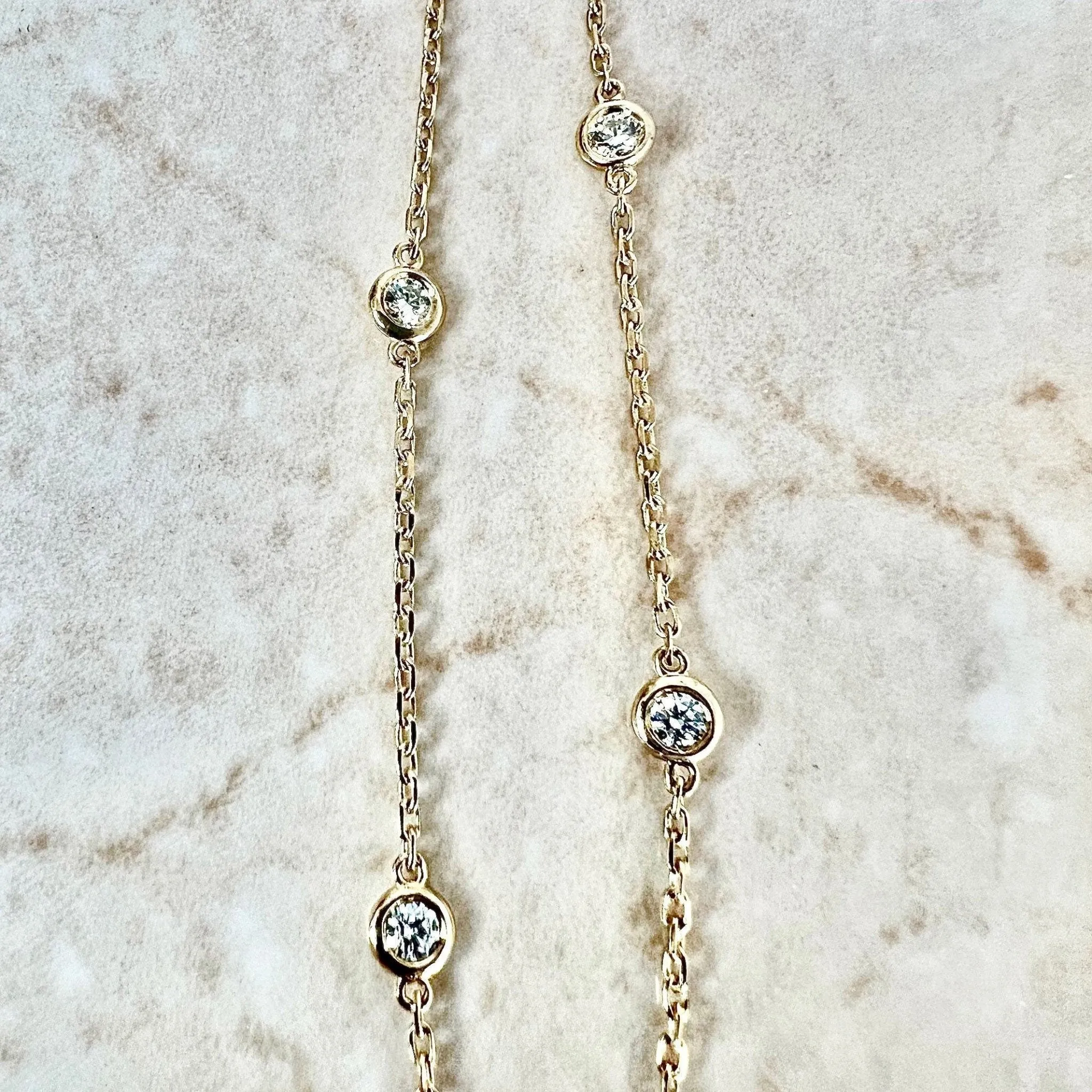 14 Karat Yellow Gold 0.25 Carat Diamond By The Yard Bracelet