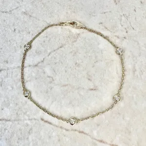 14 Karat Yellow Gold 0.25 Carat Diamond By The Yard Bracelet