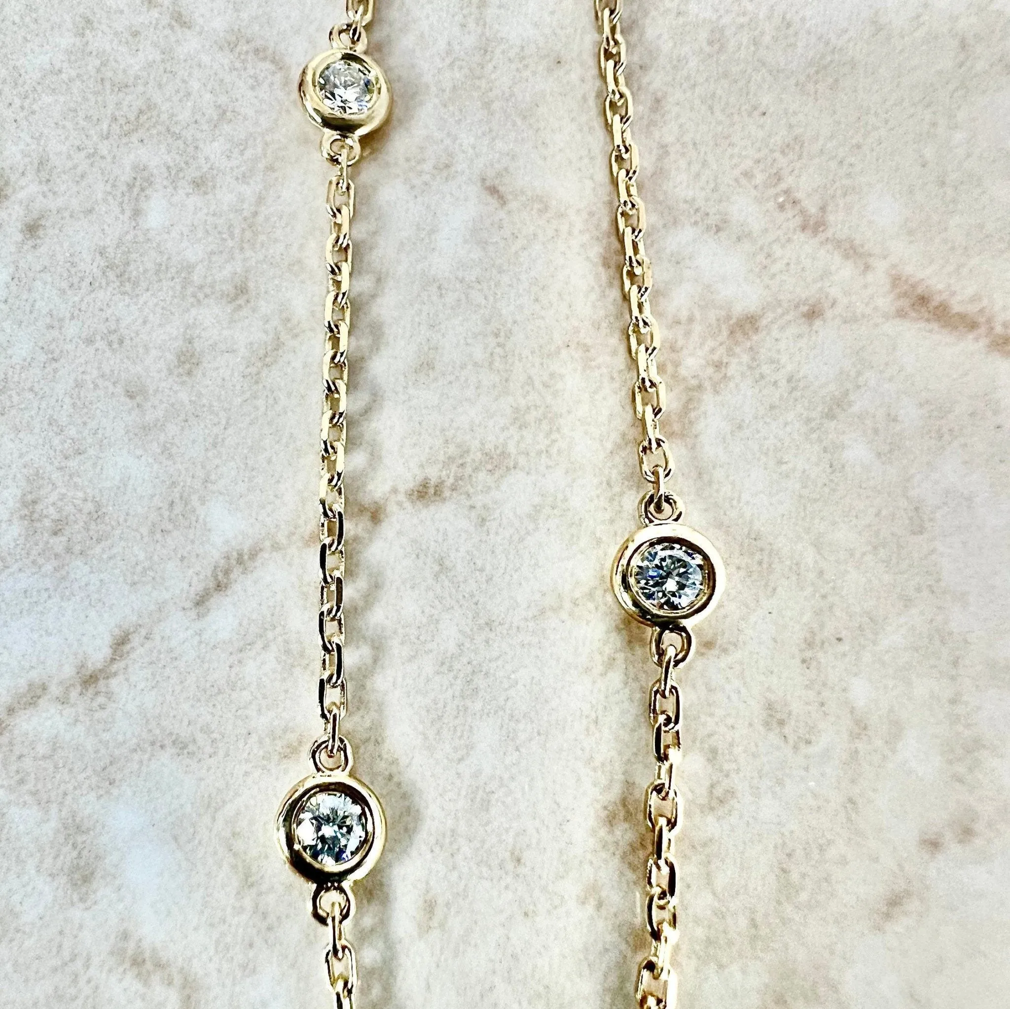14 Karat Yellow Gold 0.25 Carat Diamond By The Yard Bracelet