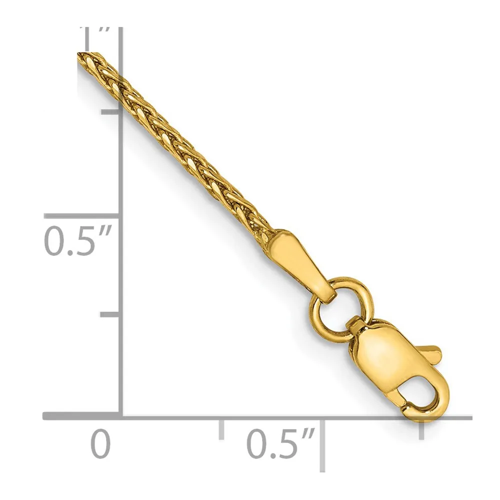 14K 10 inch 1.5mm Diamond-cut Parisian Wheat with Lobster Clasp Anklet