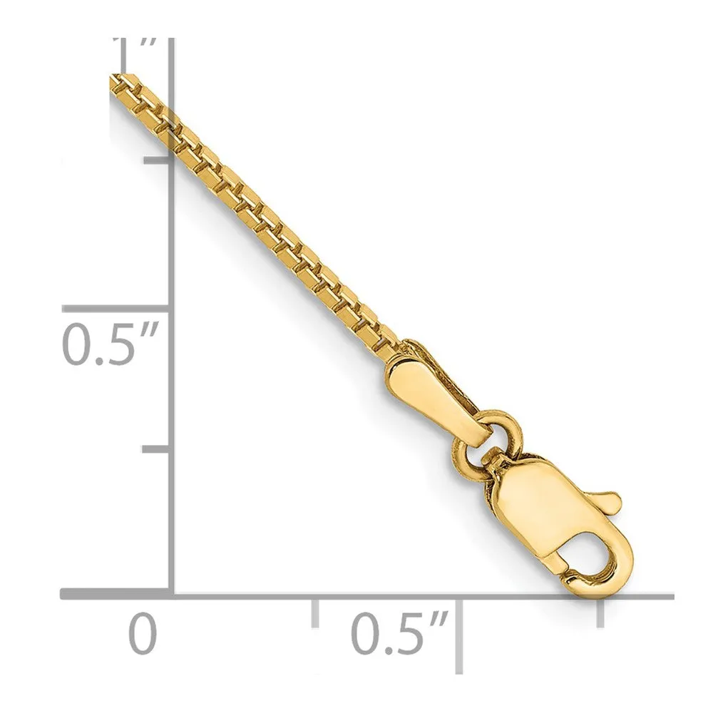 14K 9 inch 1.1mm Box with Lobster Clasp Anklet