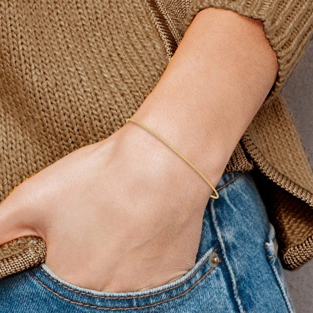 14k 9 inch 1.2mm Parisian Wheat with Lobster Clasp Anklet