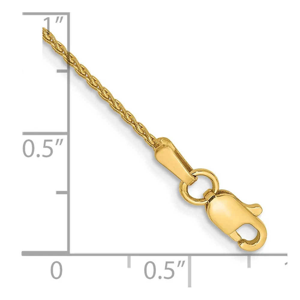 14k 9 inch 1.2mm Parisian Wheat with Lobster Clasp Anklet