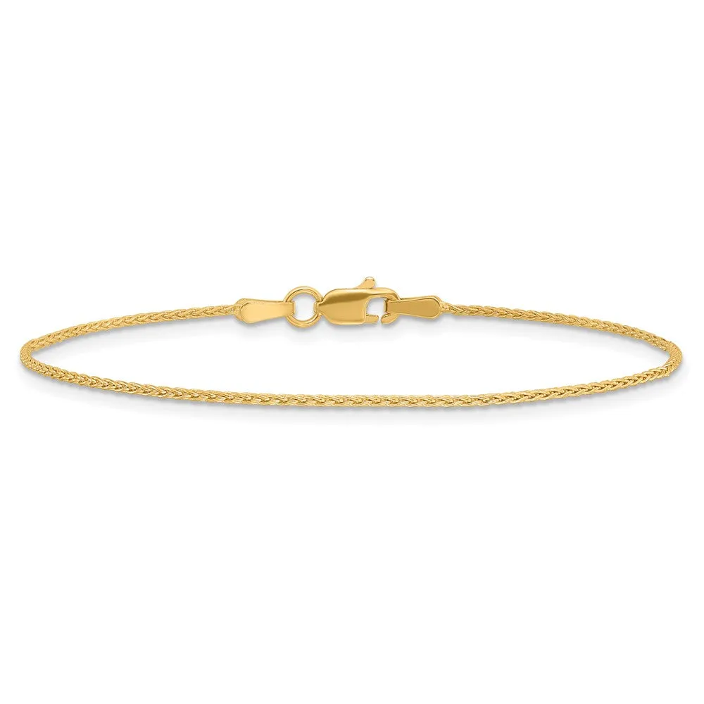14k 9 inch 1.2mm Parisian Wheat with Lobster Clasp Anklet