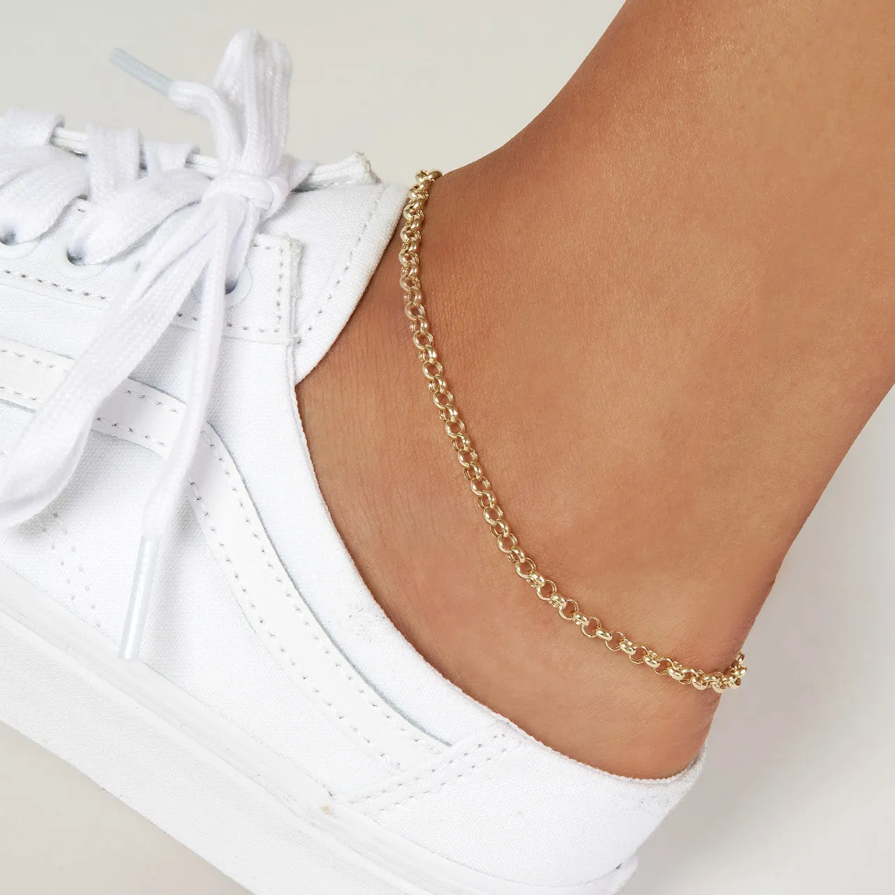 14K Gold 3.8 mm Rolo Anklet