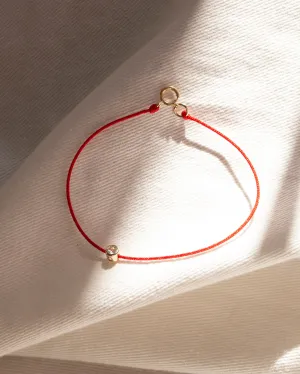 14k Gold Birthstone Charm RED String Thread Bracelet