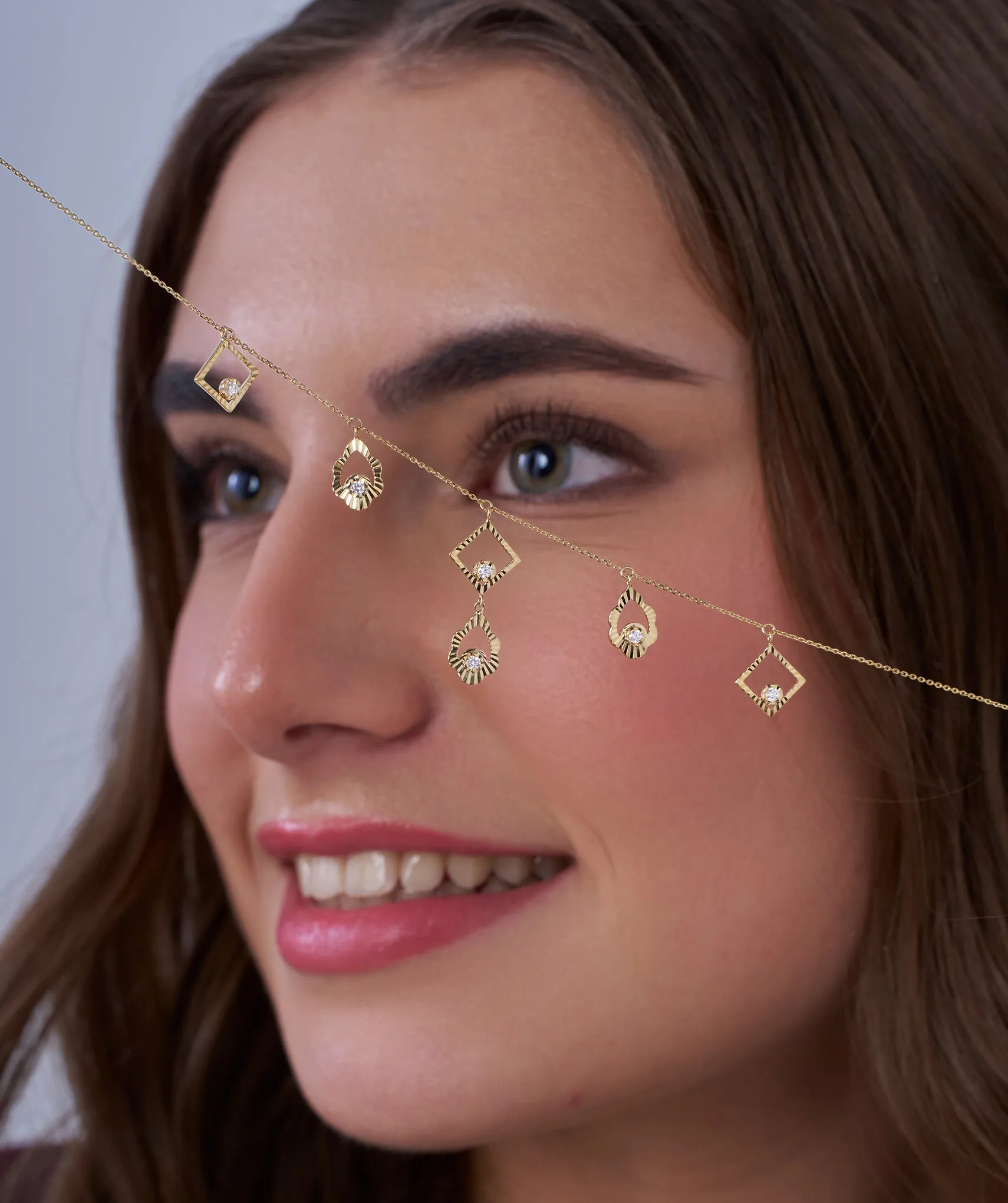14K Gold Geometric Charm Necklace