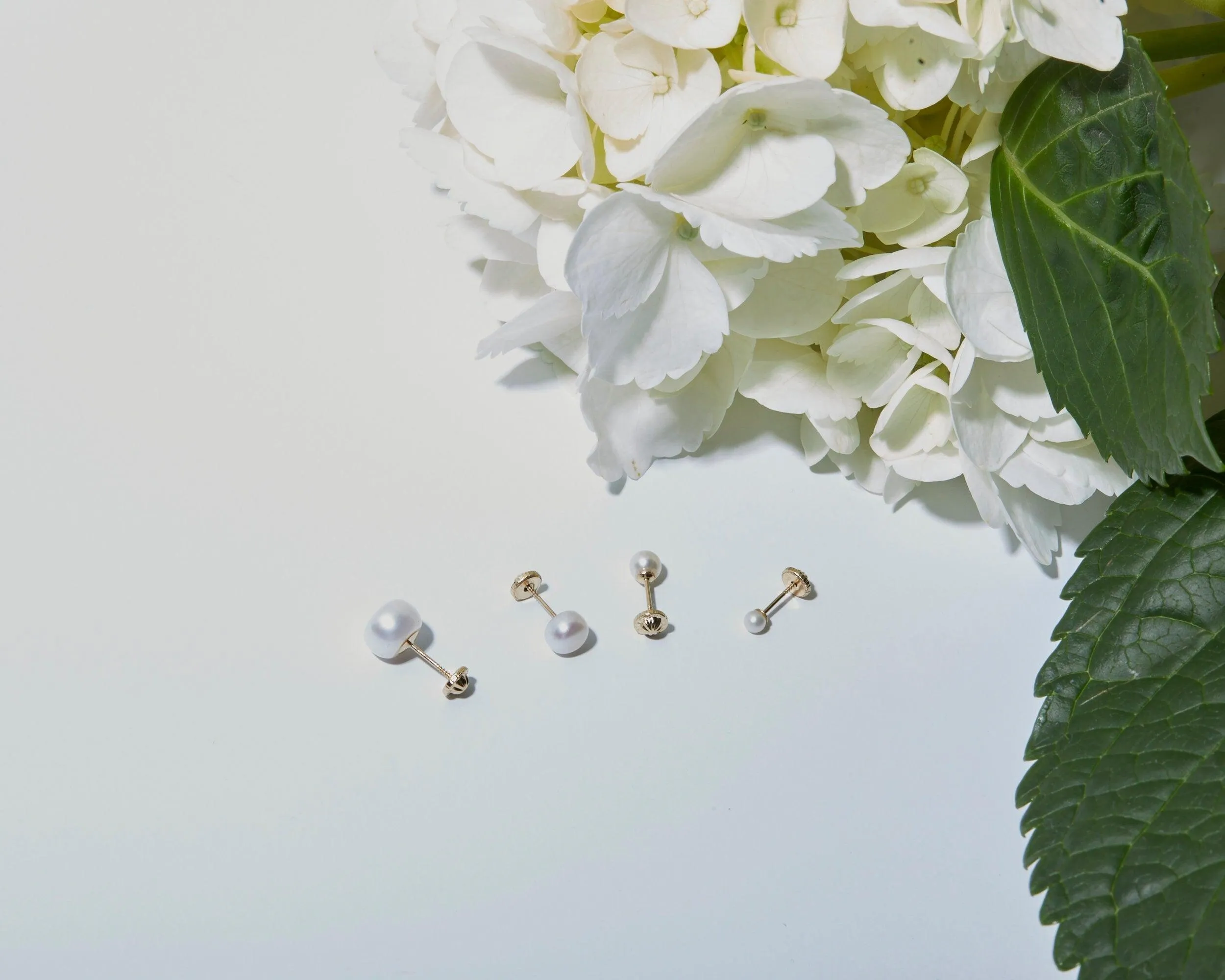 14K Gold Pearl Stud Earrings