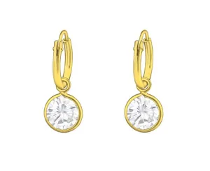 14K Gold Plated Sterling Silver Hanging Round Hoop Earrings