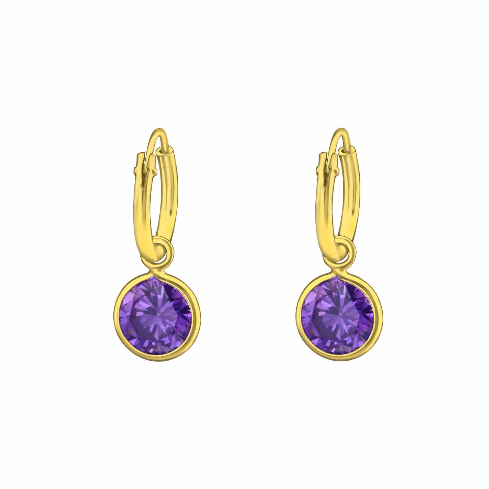 14K Gold Plated Sterling Silver Hanging Round Hoop Earrings
