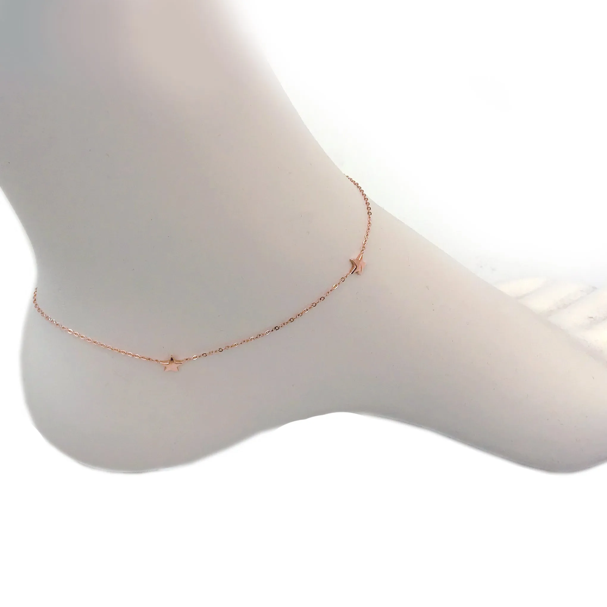 14K Gold Triple Star Ankle Bracelet (Anklet)