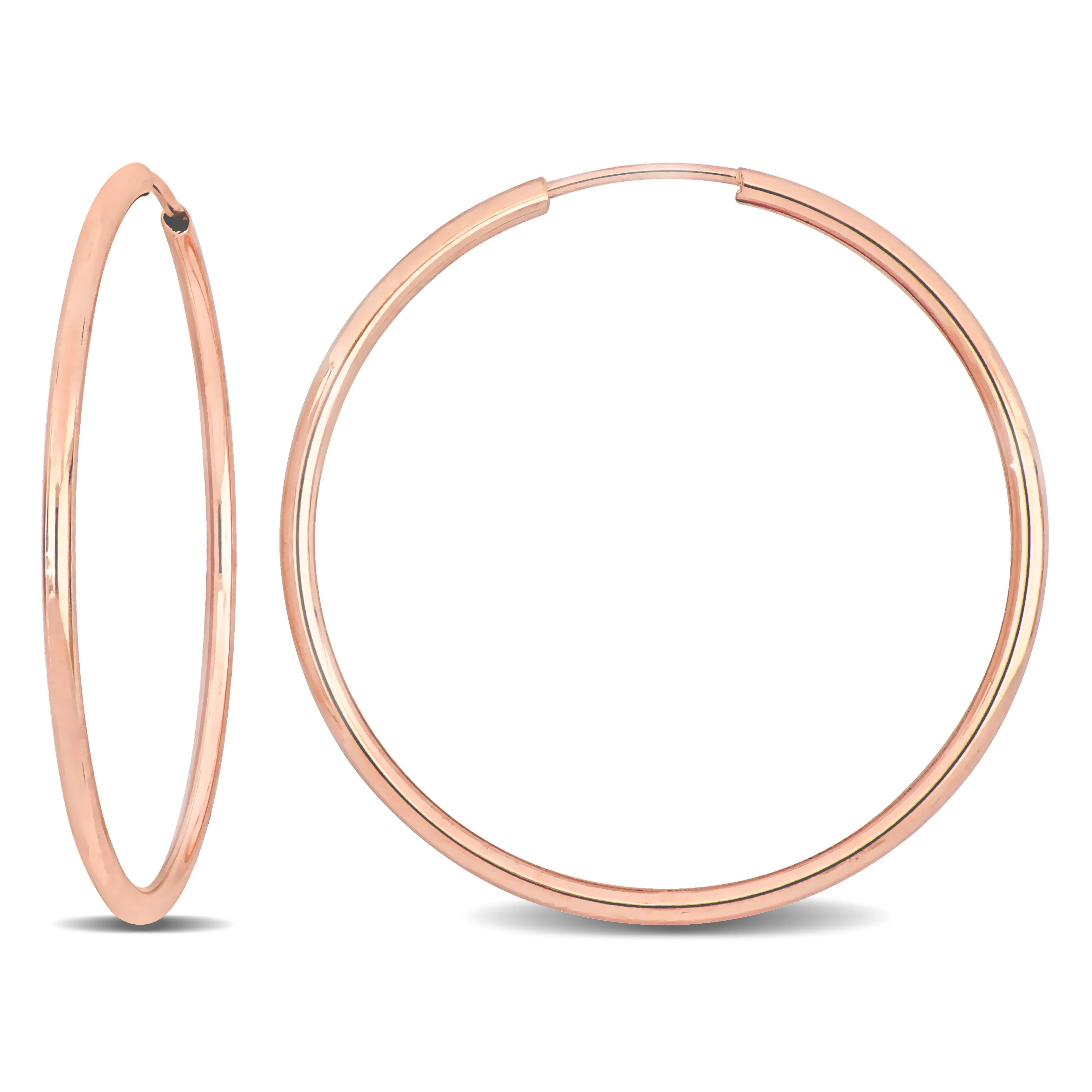 14K Pink Gold 30MM Hoop Earrings 1.2mm Wide