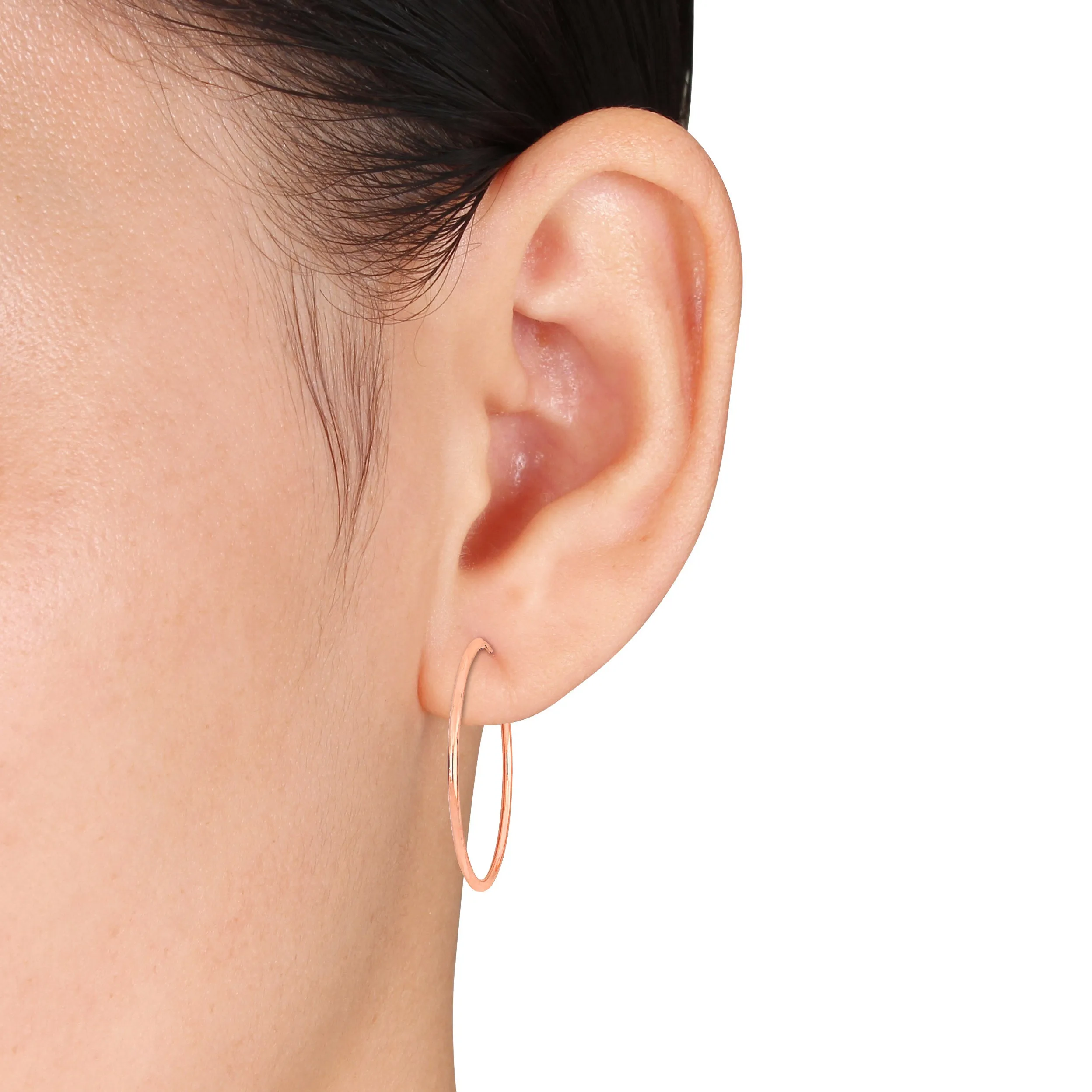 14K Pink Gold 30MM Hoop Earrings 1.2mm Wide
