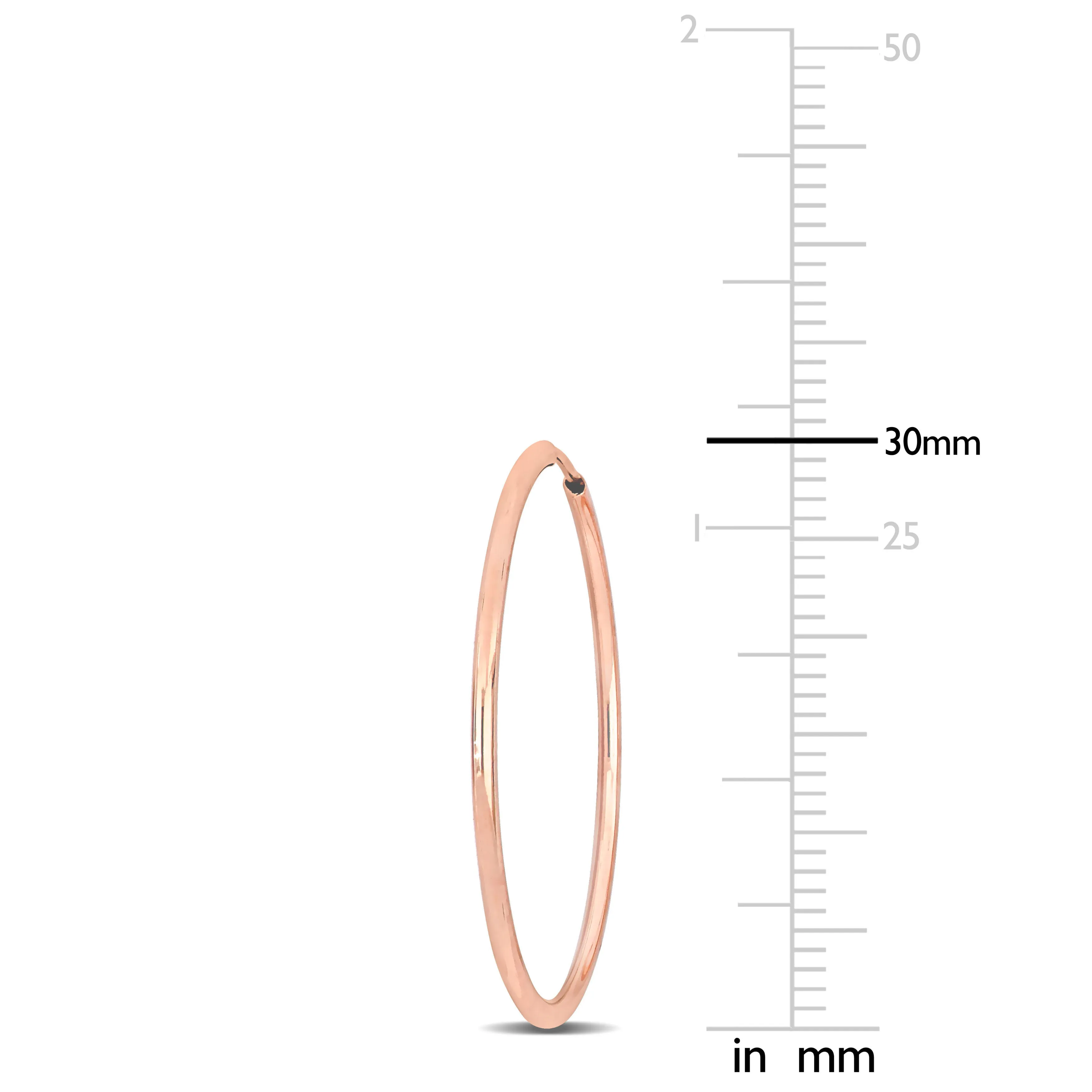 14K Pink Gold 30MM Hoop Earrings 1.2mm Wide