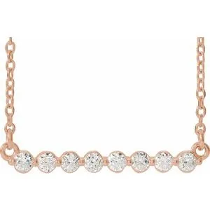 14K Rose 1/4 CTW Diamond Bar 16" Necklace