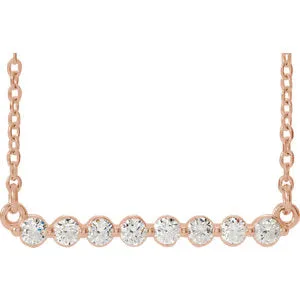 14K Rose 1/4 CTW Diamond Bar 18" Necklace