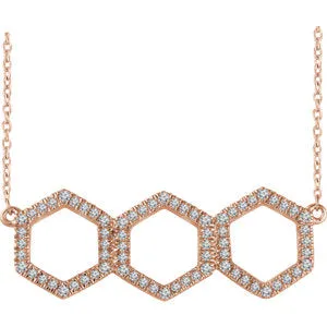 14K Rose 1/4 CTW Diamond Geometric 16-18" Necklace