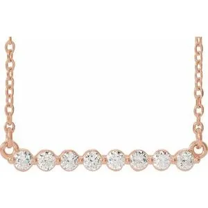 14K Rose 1/4 CTW Natural Diamond Bar 18" Necklace