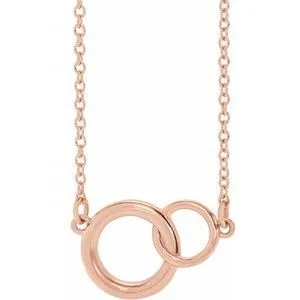 14K Rose 15.5x9.7 mm Interlocking Circle 16-18" Necklace