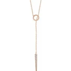 14K Rose 1/6 CTW Diamond Circle & Bar "Y" 16-18" Necklace
