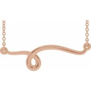 14K Rose 28.6x8 mm Freeform Bar 18" Neckalce
