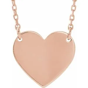 14K Rose 8x7.2 mm Heart 16-18" Necklace