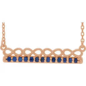 14K Rose Blue Sapphire Infinity-Inspired Bar 18" Necklace