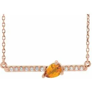14K Rose Citrine & 1/10 CTW Diamond 18" Necklace
