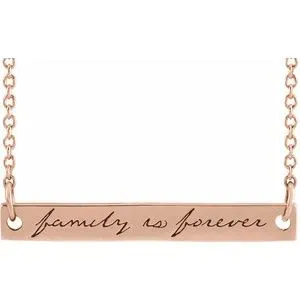 14K Rose Family is Forever Bar 18" Necklace