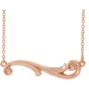 14K Rose Freeform Bar 16" Necklace