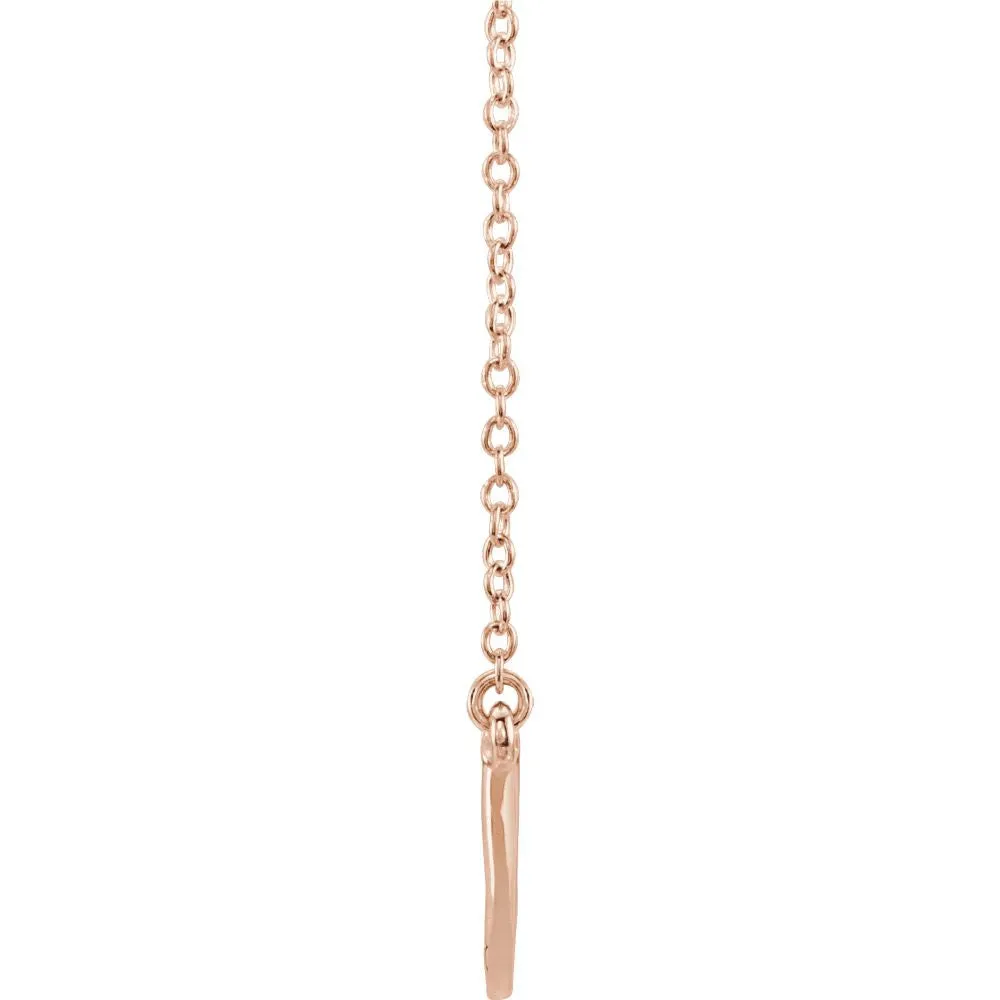 14k Rose Gold Curved 19.9" Bar Necklace