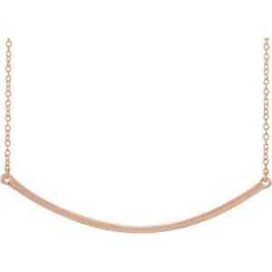 14k Rose Gold Curved 19.9" Bar Necklace