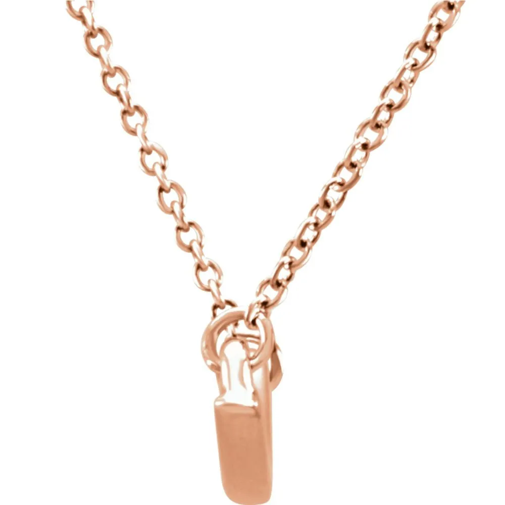 14k Rose Gold Curvilinear Bar 17.5" Necklace