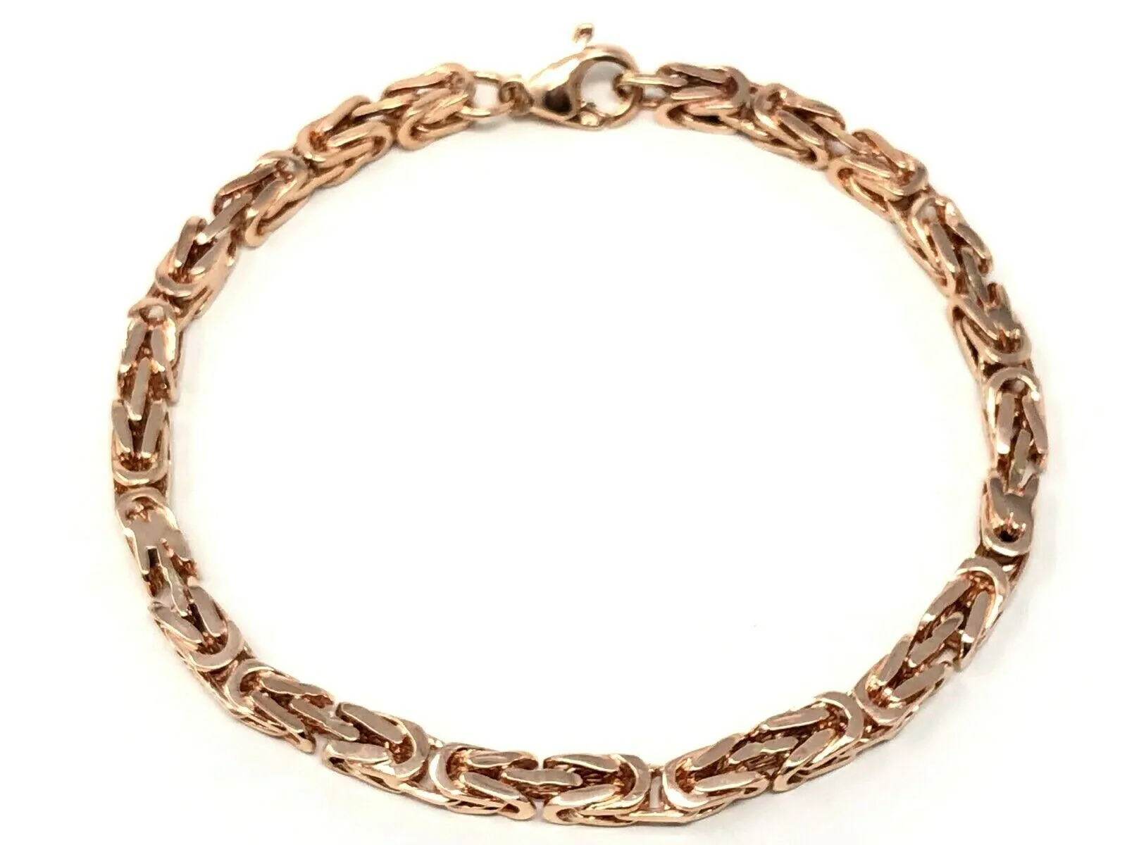 14k Rose Gold Solid Square Byzantine Bracelet Link Chain 7" - 9" 4.7mm