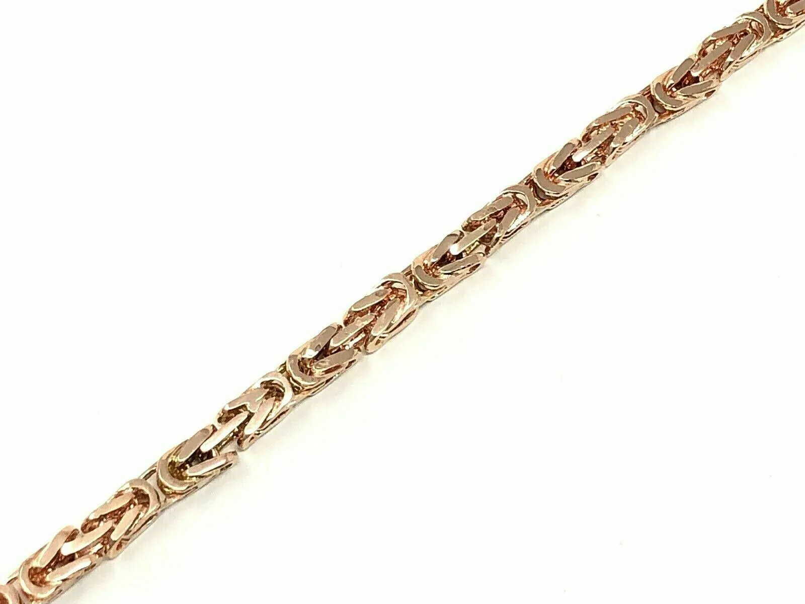 14k Rose Gold Solid Square Byzantine Bracelet Link Chain 7" - 9" 4.7mm