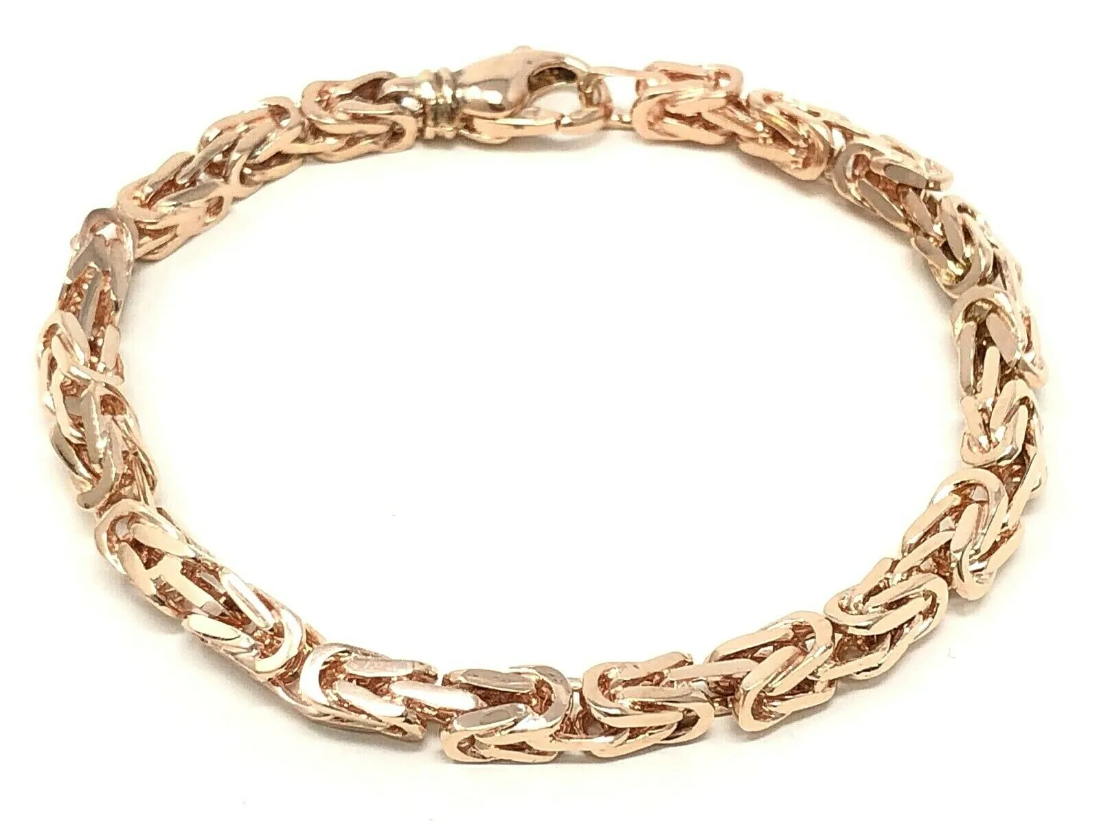 14k Rose Gold Solid Square Byzantine Bracelet Link Chain 7" - 9" 4.7mm